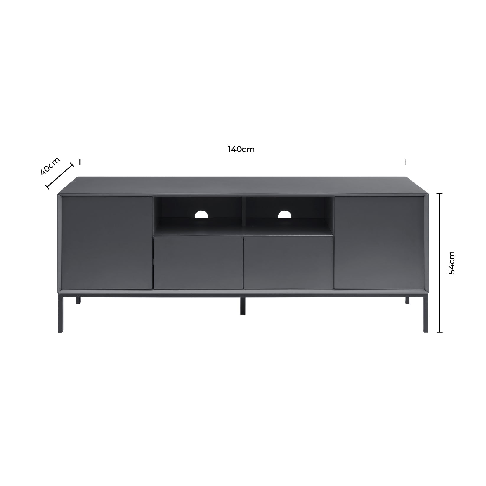 Dusklia - Nova TV Unit for TVs up to 60 - Charcoal