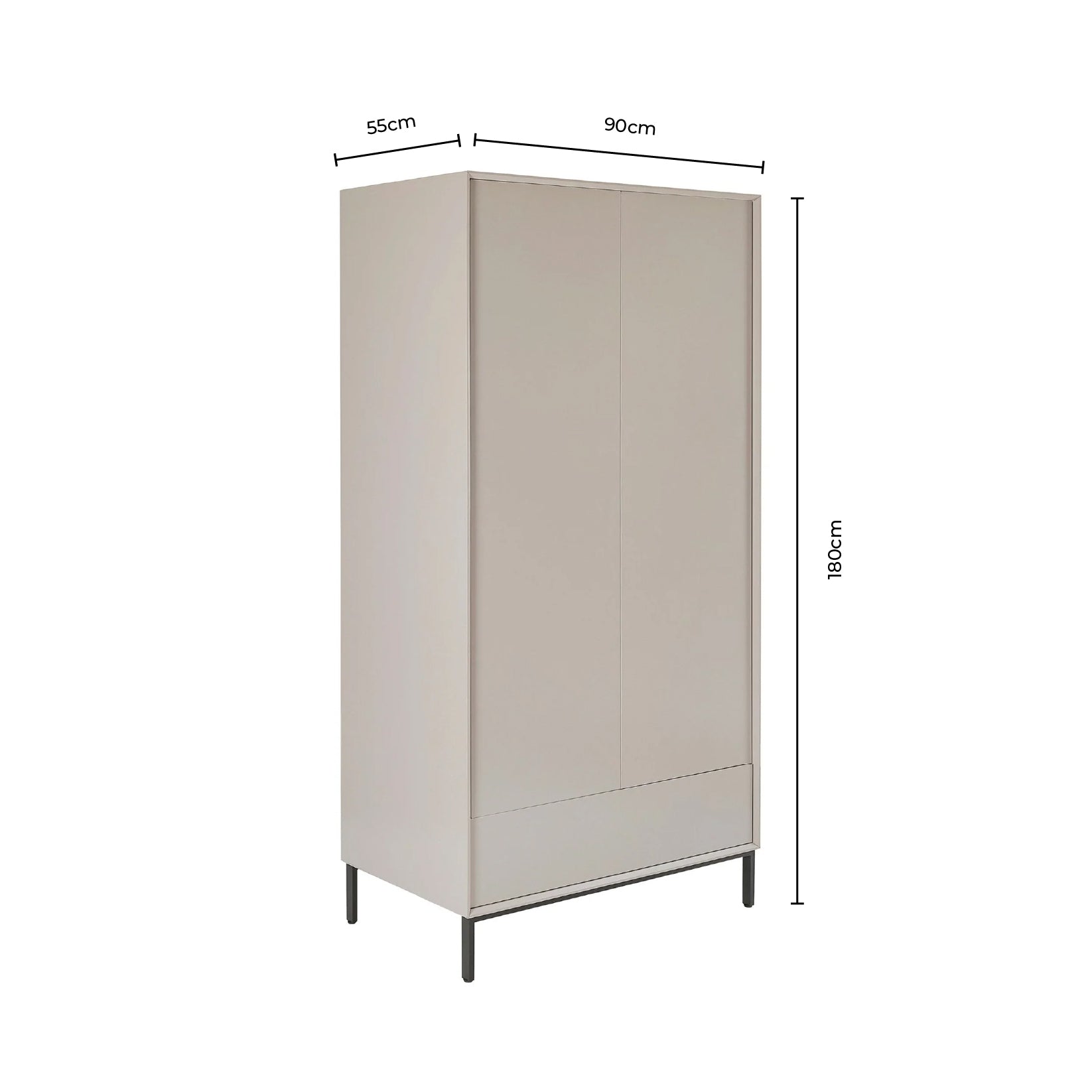 Dusklia - Nova 2 Door Wardrobe with Drawer  - Taupe