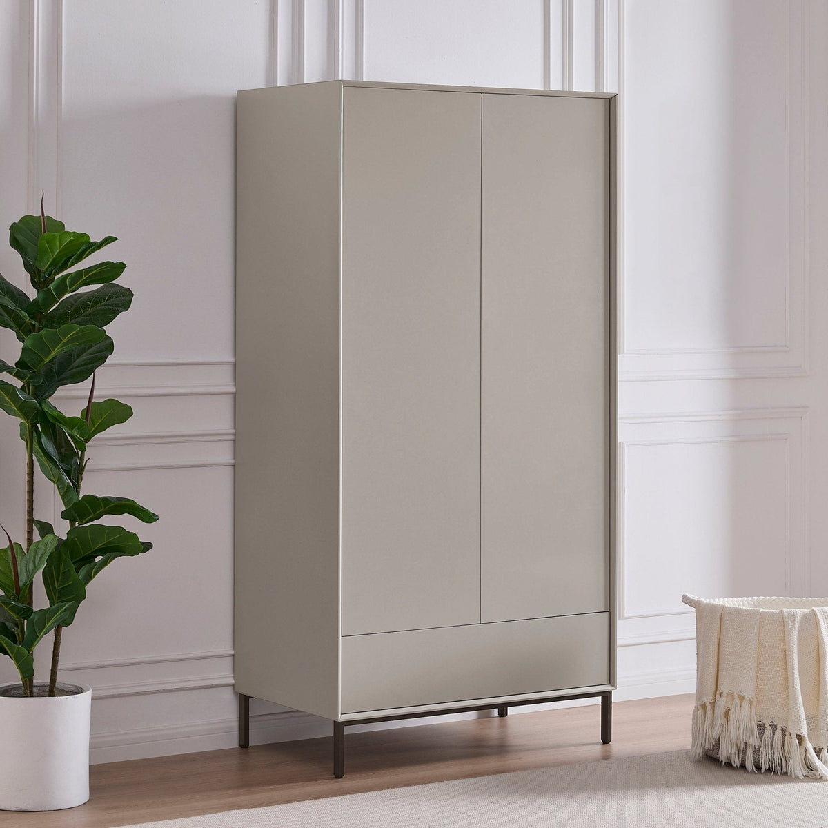 Dusklia - Nova 2 Door Wardrobe with Drawer  - Taupe