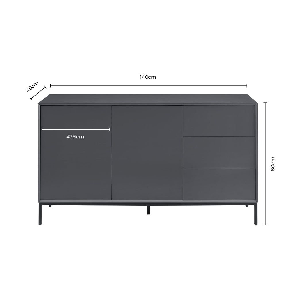Dusklia - Nova Large Sideboard with Drawers - Charcoal
