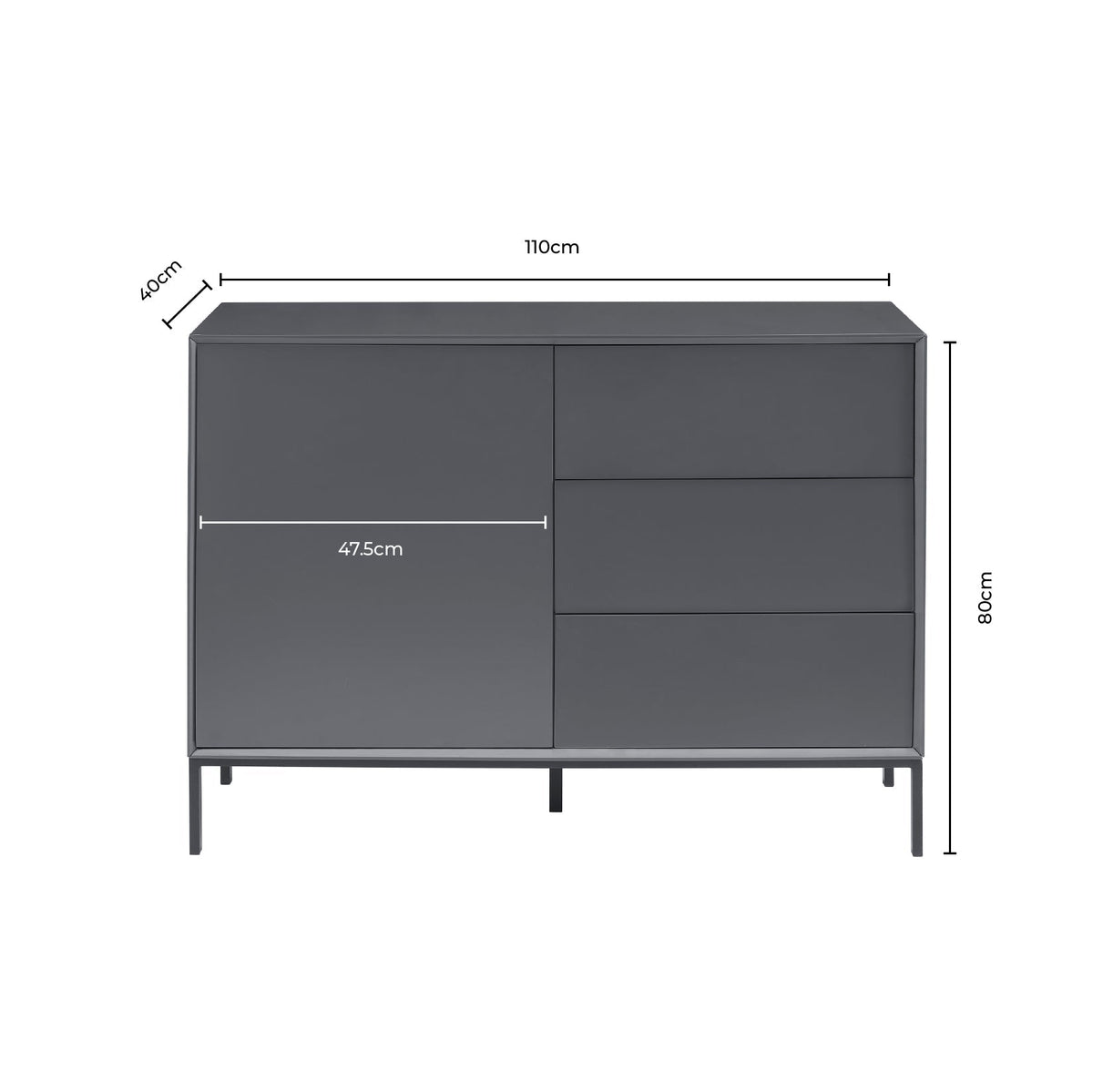 Dusklia - Nova Small Sideboard with Drawers - Taupe