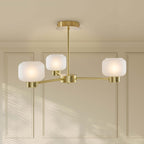 Dusklia - Octavia Ribbed Glass 3 Light Chandelier - Brass