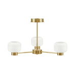 Dusklia - Octavia Ribbed Glass 3 Light Chandelier - Brass
