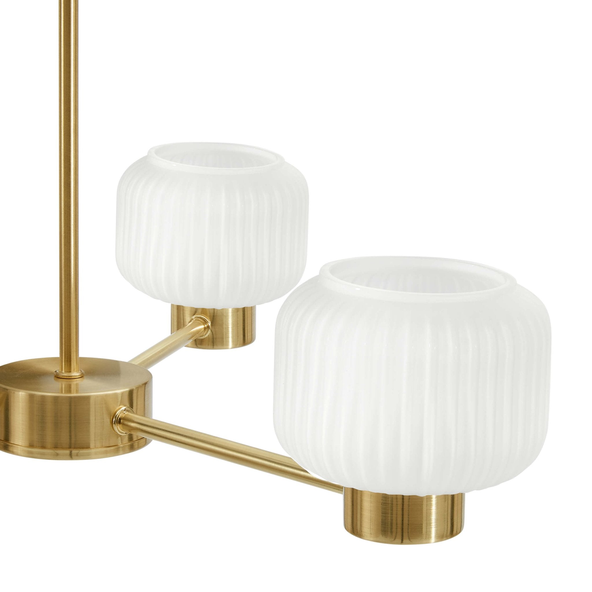 Dusklia - Octavia Ribbed Glass 3 Light Chandelier - Brass