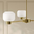 Dusklia - Octavia Ribbed Glass 3 Light Chandelier - Brass