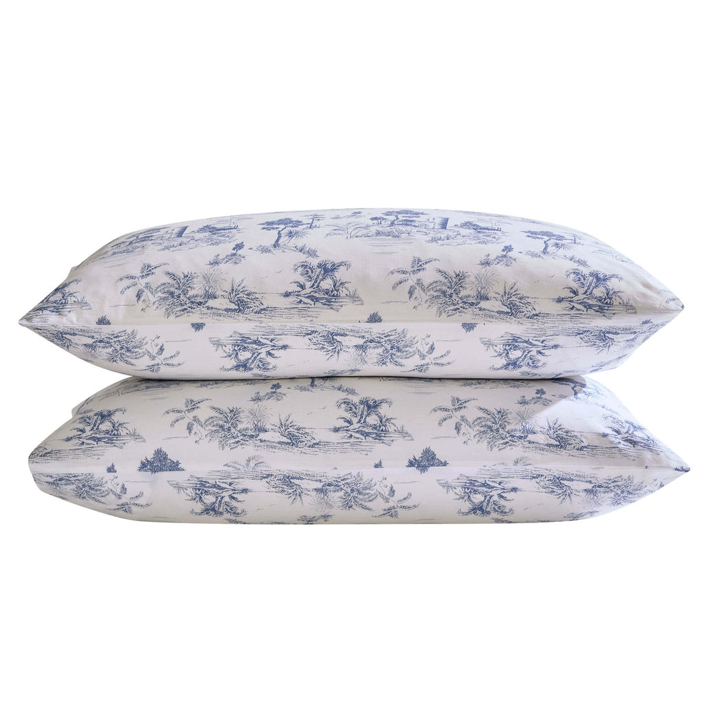 Dusklia - Ophelia Toile Print 100% Cotton 200 Thread Count Duvet Cover & Pillowcase Set - Light Blue