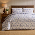 Dusklia - Ophelia Toile Print 100% Cotton 200 Thread Count Duvet Cover & Pillowcase Set - Light Blue