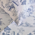 Dusklia - Ophelia Toile Print 100% Cotton 200 Thread Count Duvet Cover & Pillowcase Set - Light Blue