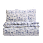 Dusklia - Ophelia Toile Print 100% Cotton 200 Thread Count Duvet Cover & Pillowcase Set - Light Blue