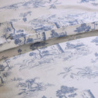 Dusklia - Ophelia Toile Print 100% Cotton 200 Thread Count Duvet Cover & Pillowcase Set - Light Blue