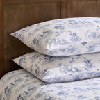 Dusklia - Ophelia Toile Print 100% Cotton 200 Thread Count Duvet Cover & Pillowcase Set - Light Blue