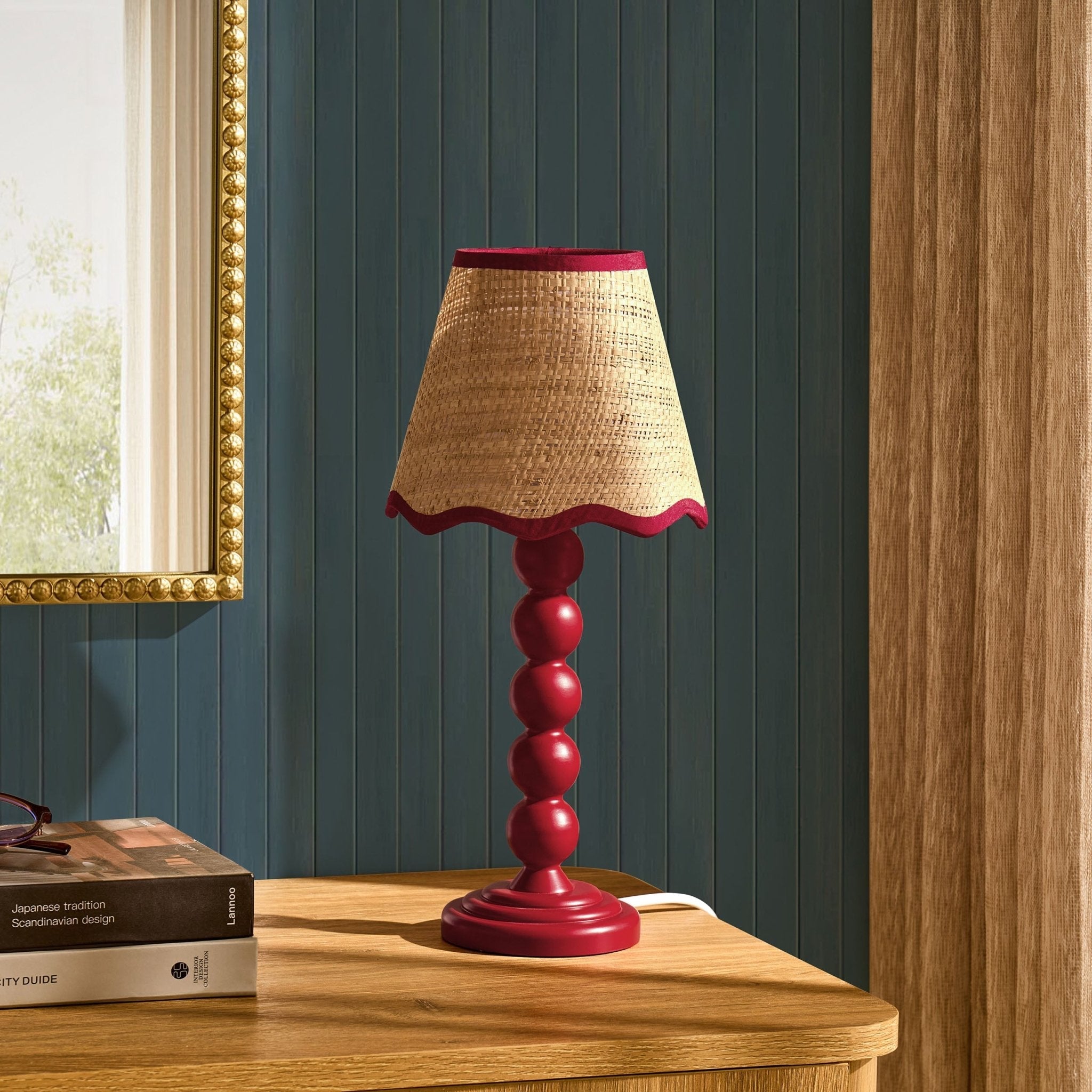 Dusklia - Ori Scallop Bobbin Table Lamp - Burgundy