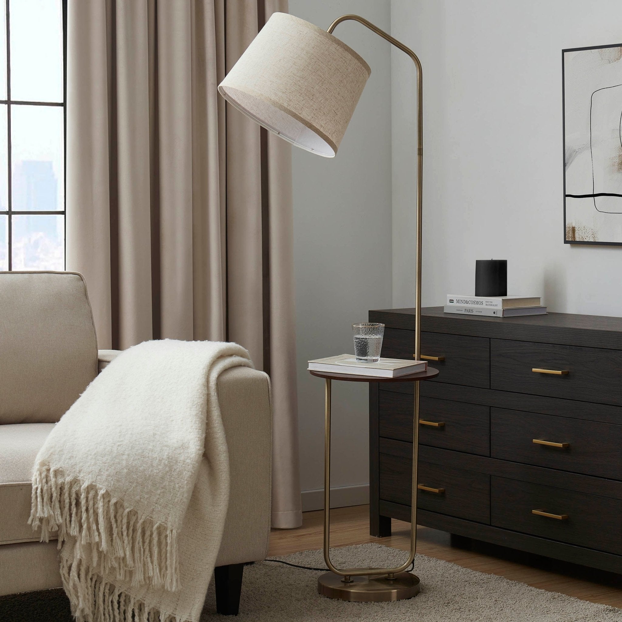 Dusklia - Orianna Floor Lamp with Side Table - Gold