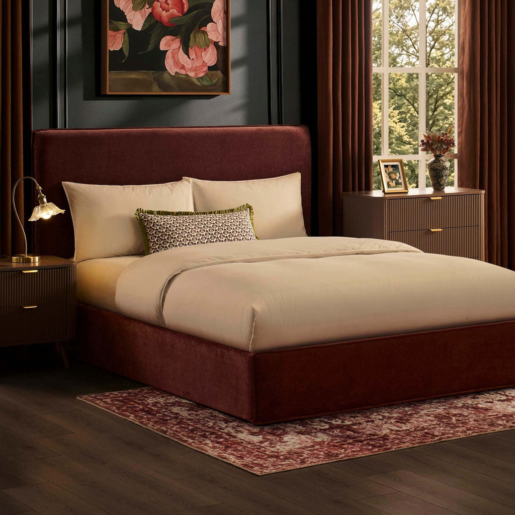 Dusklia - Oslo Ottoman Storage Bed - Chenille Dark Rust