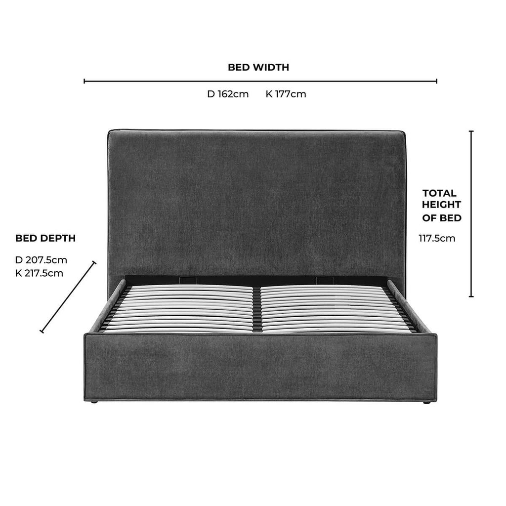 Dusklia - Oslo Ottoman Storage Bed - Chenille Dark Rust