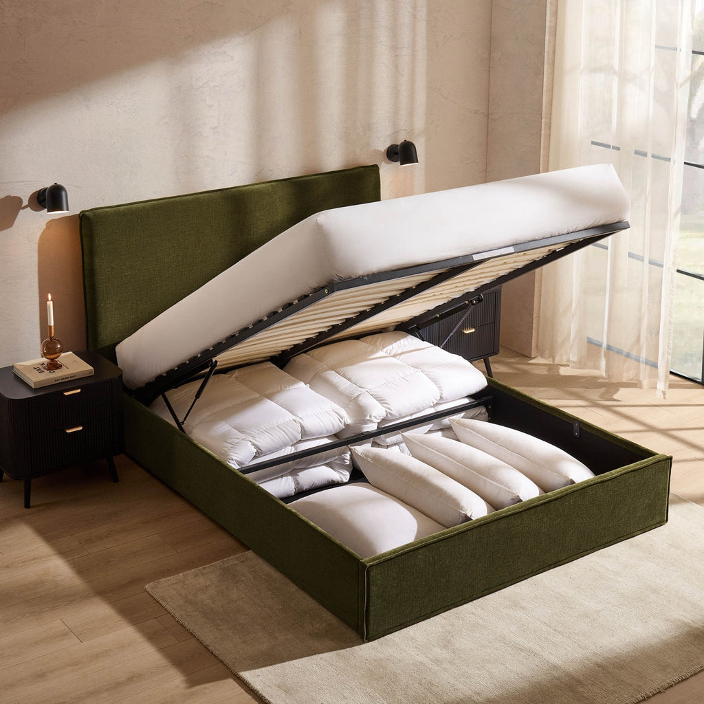 Dusklia - Oslo Ottoman Storage Bed - Chenille Olive