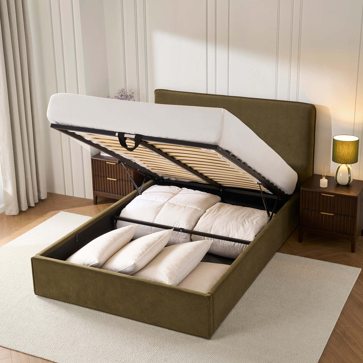 Dusklia - Oslo Ottoman Storage Bed - Olive