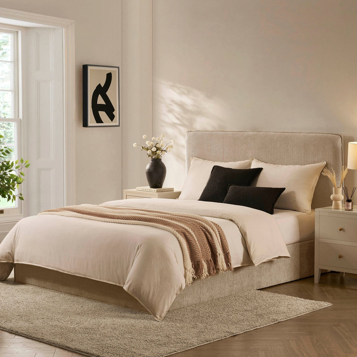 Dusklia - Oslo Ottoman Storage Bed - Textured Oatmeal
