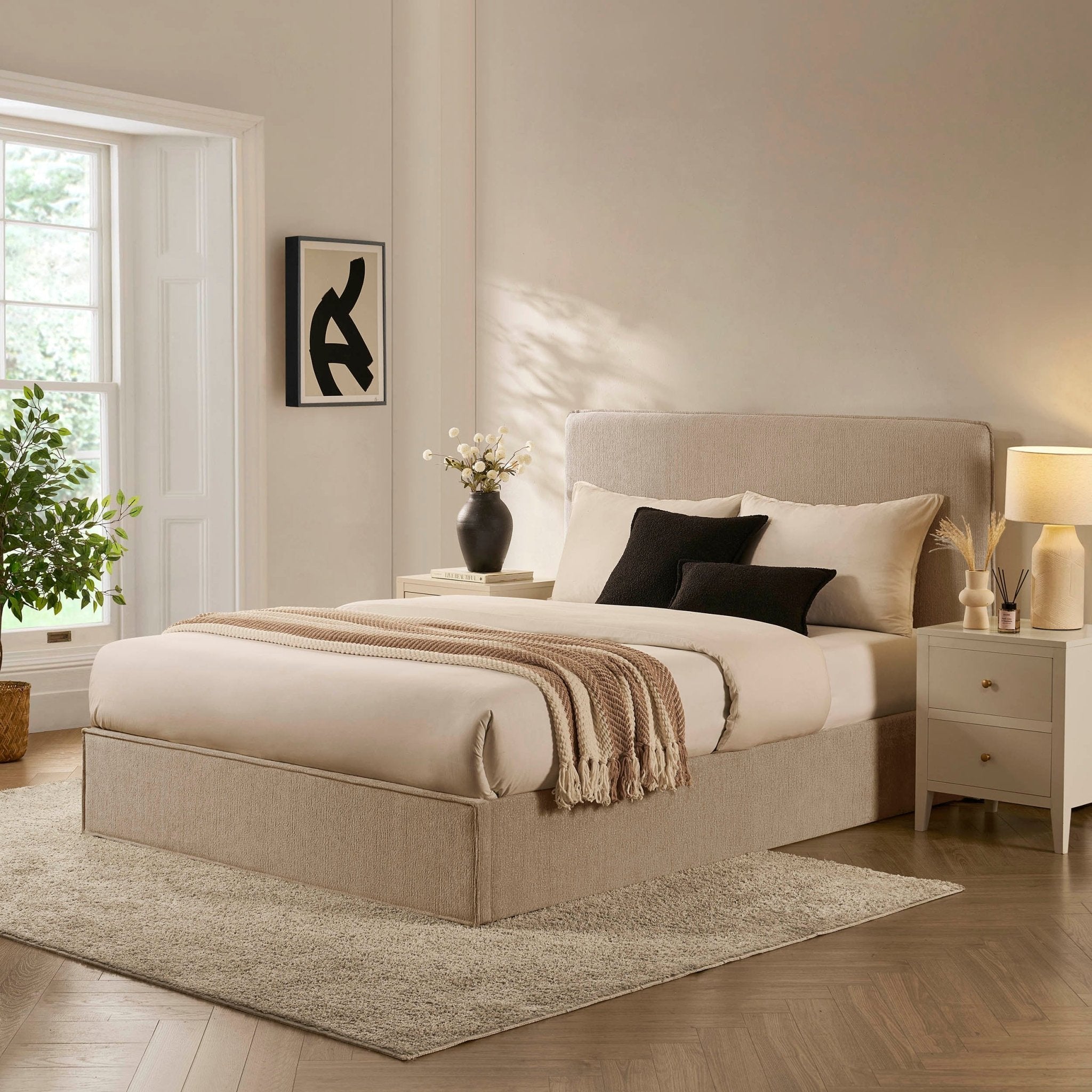 Dusklia - Oslo Ottoman Storage Bed - Textured Oatmeal