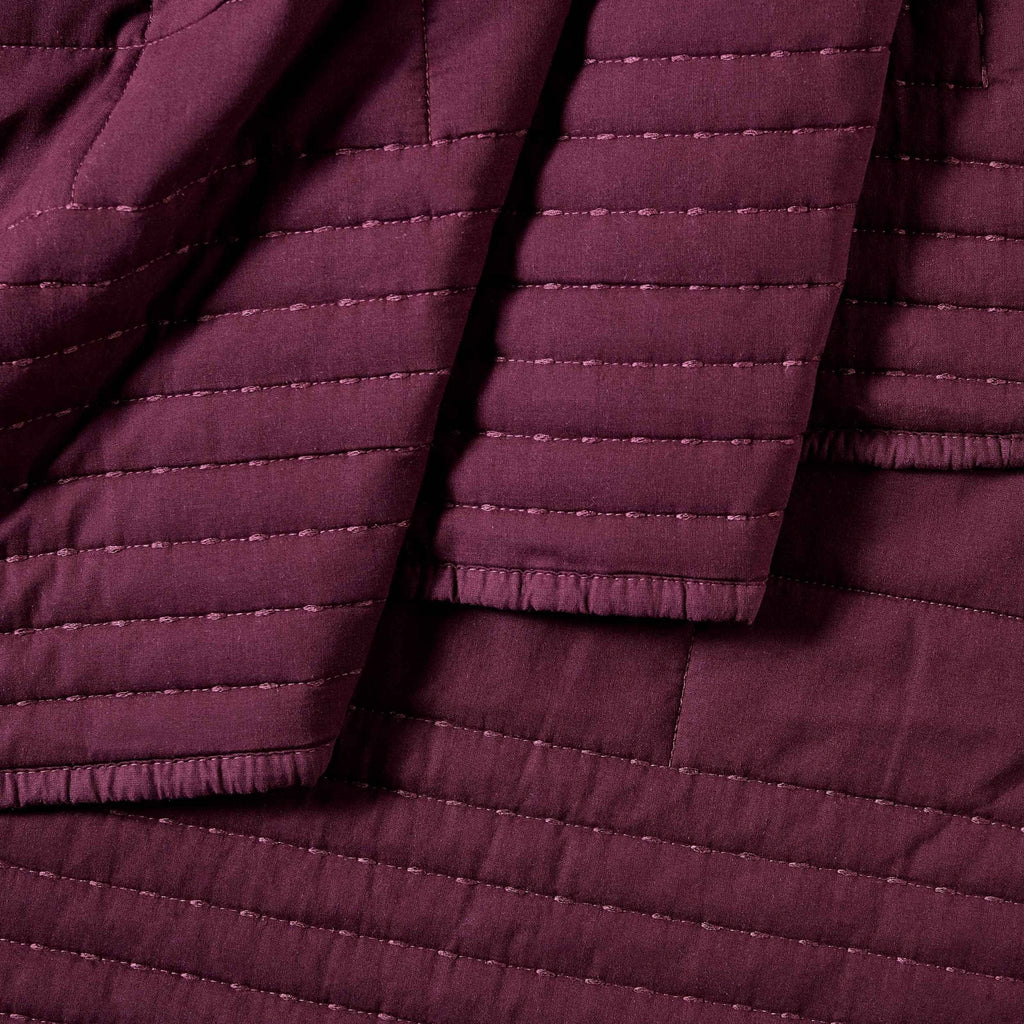 Dusklia - Oxford Pure Cotton Quilted Bedspread - Aubergine