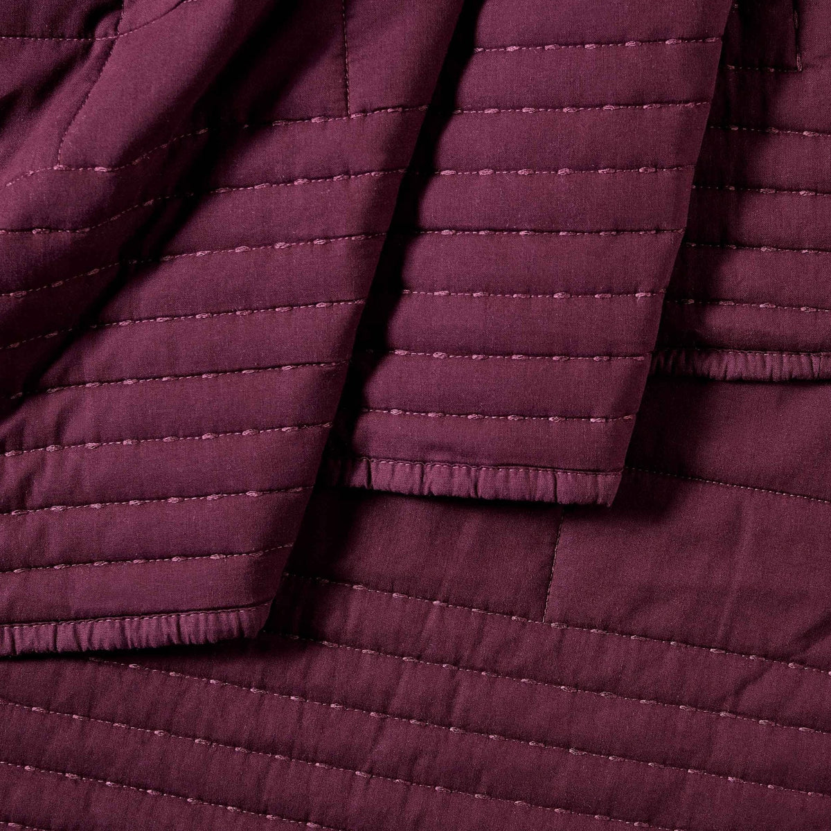 Dusklia - Oxford Pure Cotton Quilted Bedspread - Aubergine