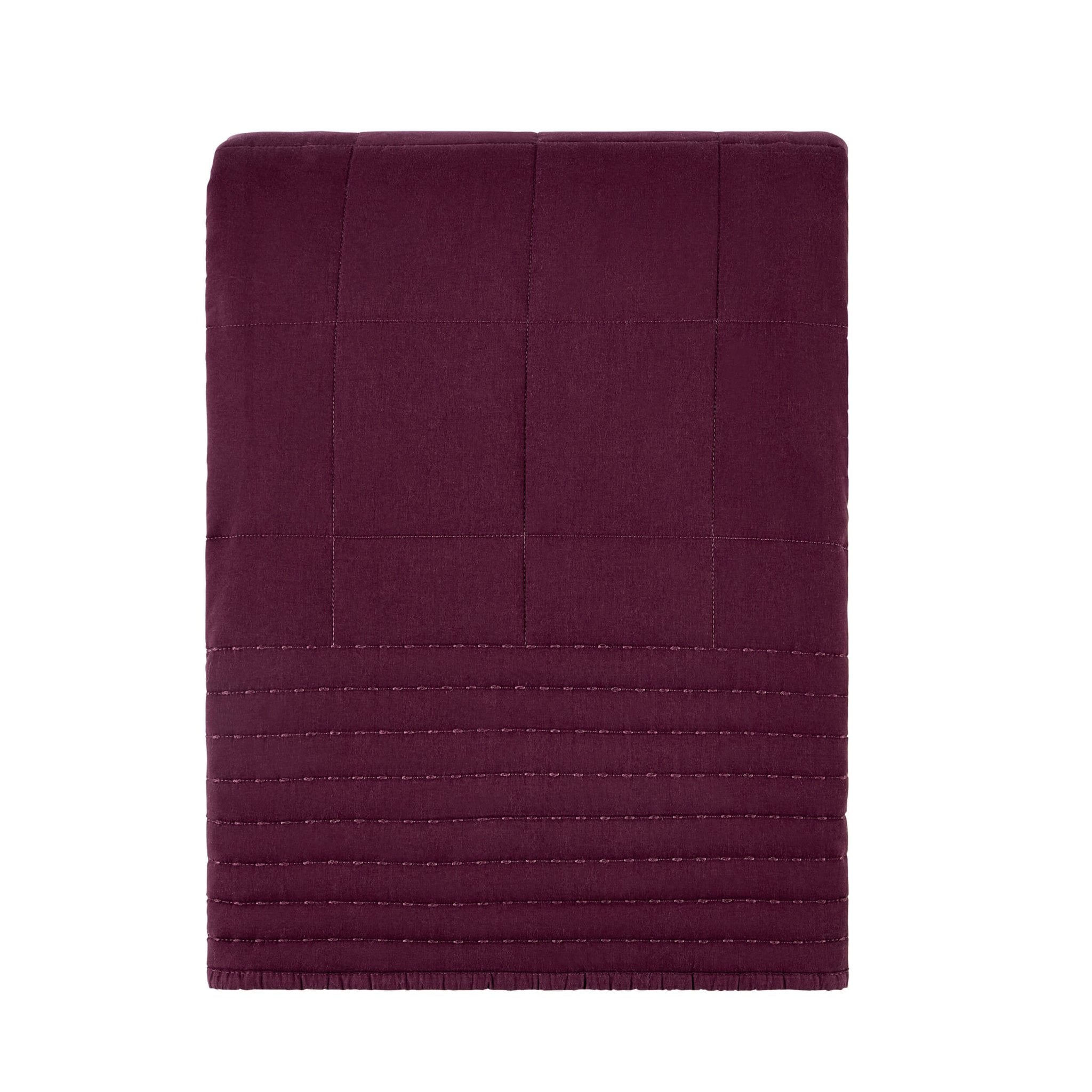 Dusklia - Oxford Pure Cotton Quilted Bedspread - Aubergine