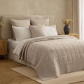 Dusklia - Oxford Cotton Rich Quilted Bedspread - Champagne