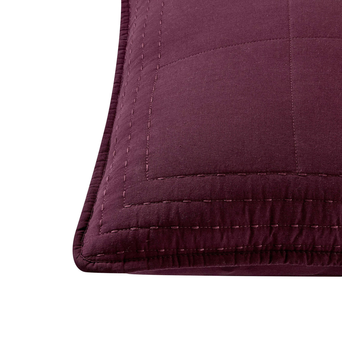 Dusklia - Oxford Cotton Rich Quilted Cushion Cover - Aubergine