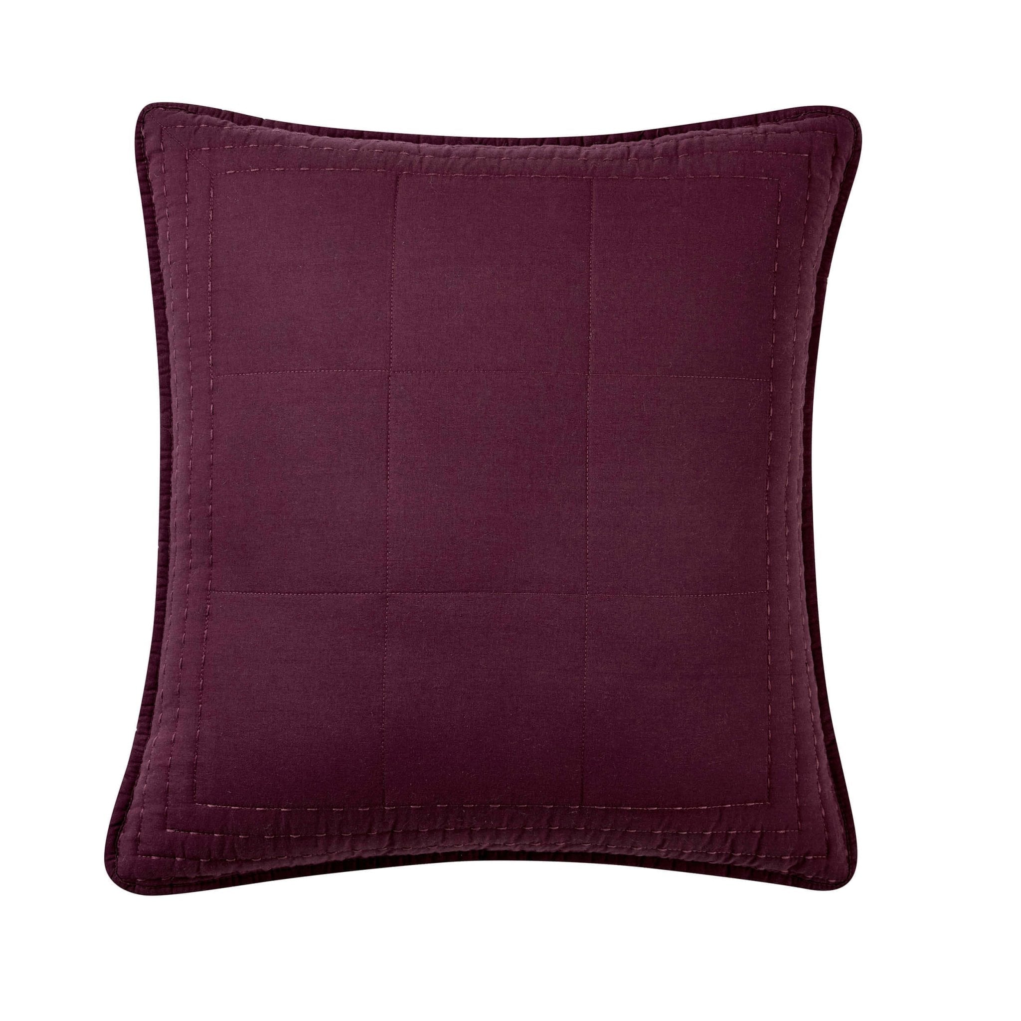 Dusklia - Oxford Cotton Rich Quilted Cushion Cover - Aubergine