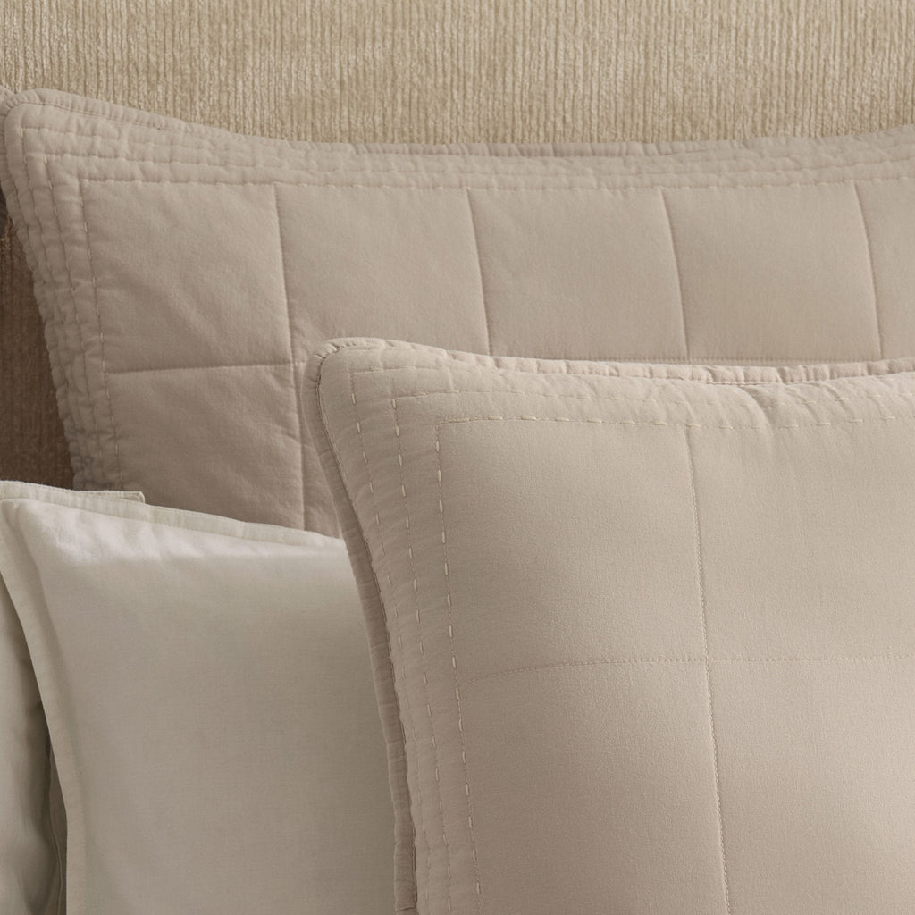 Dusklia - Oxford Cotton Rich Quilted Cushion Cover - Champagne