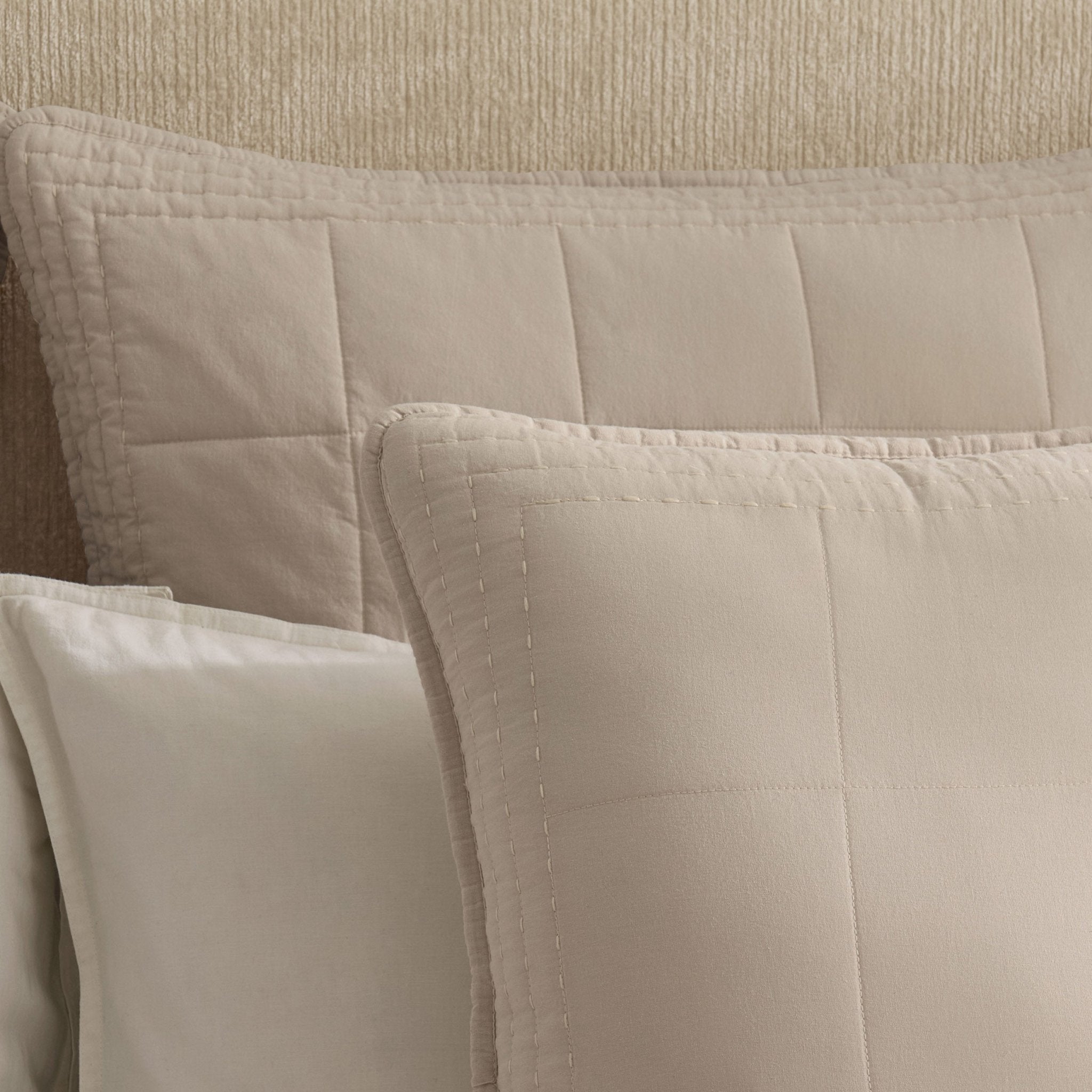Dusklia - Oxford Cotton Rich Quilted Cushion Cover - Champagne