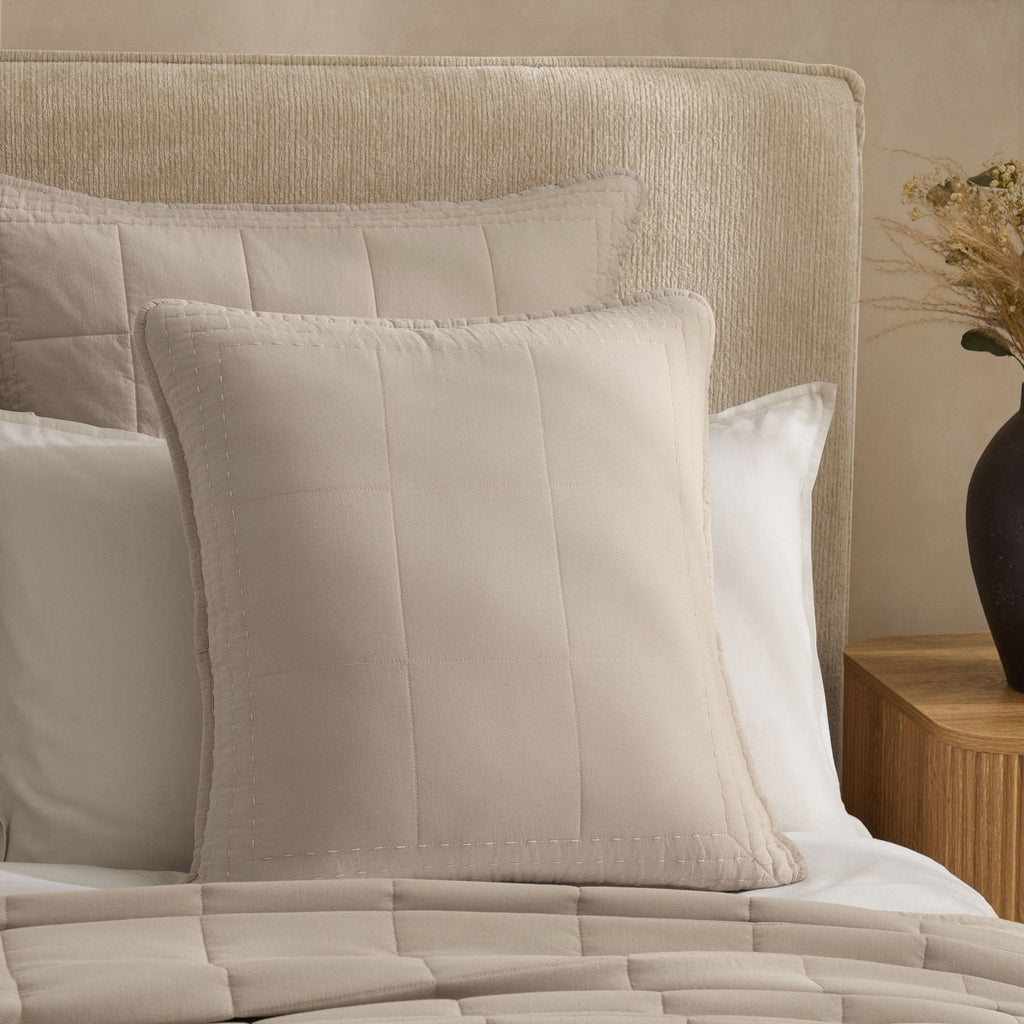 Dusklia - Oxford Cotton Rich Quilted Cushion Cover - Champagne
