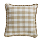 Dusklia - Pack of 2 Gingham Frill Edge Waterproof Outdoor Cushion Covers - Natural