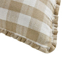 Dusklia - Pack of 2 Gingham Frill Edge Waterproof Outdoor Cushion Covers - Natural