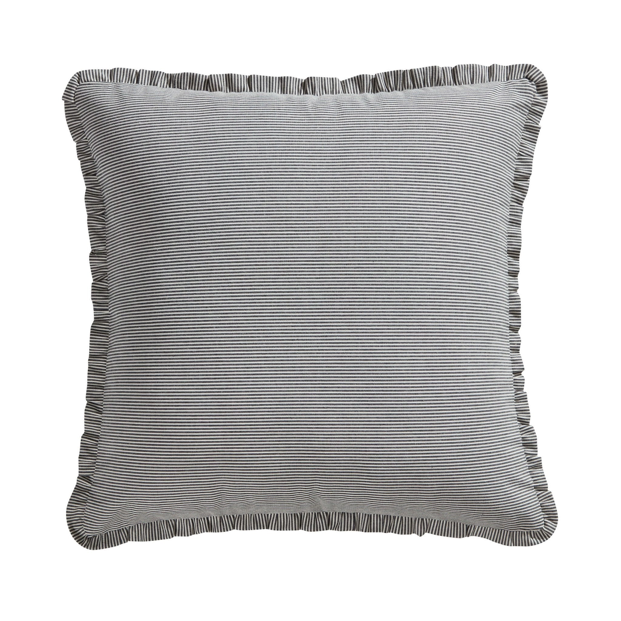 Dusklia - Pack of 2 Stripe Frill Edge Waterproof Outdoor Cushion Covers - Charcoal