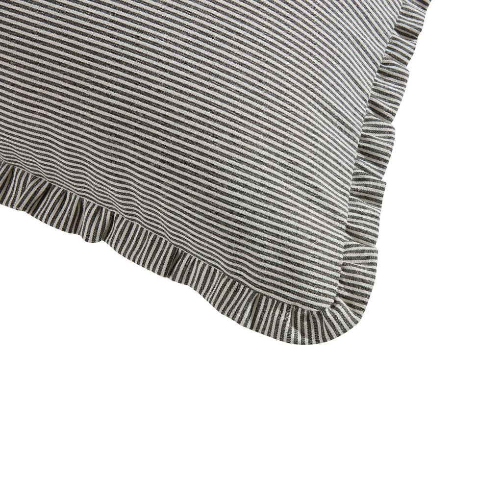 Dusklia - Pack of 2 Stripe Frill Edge Waterproof Outdoor Cushion Covers - Charcoal