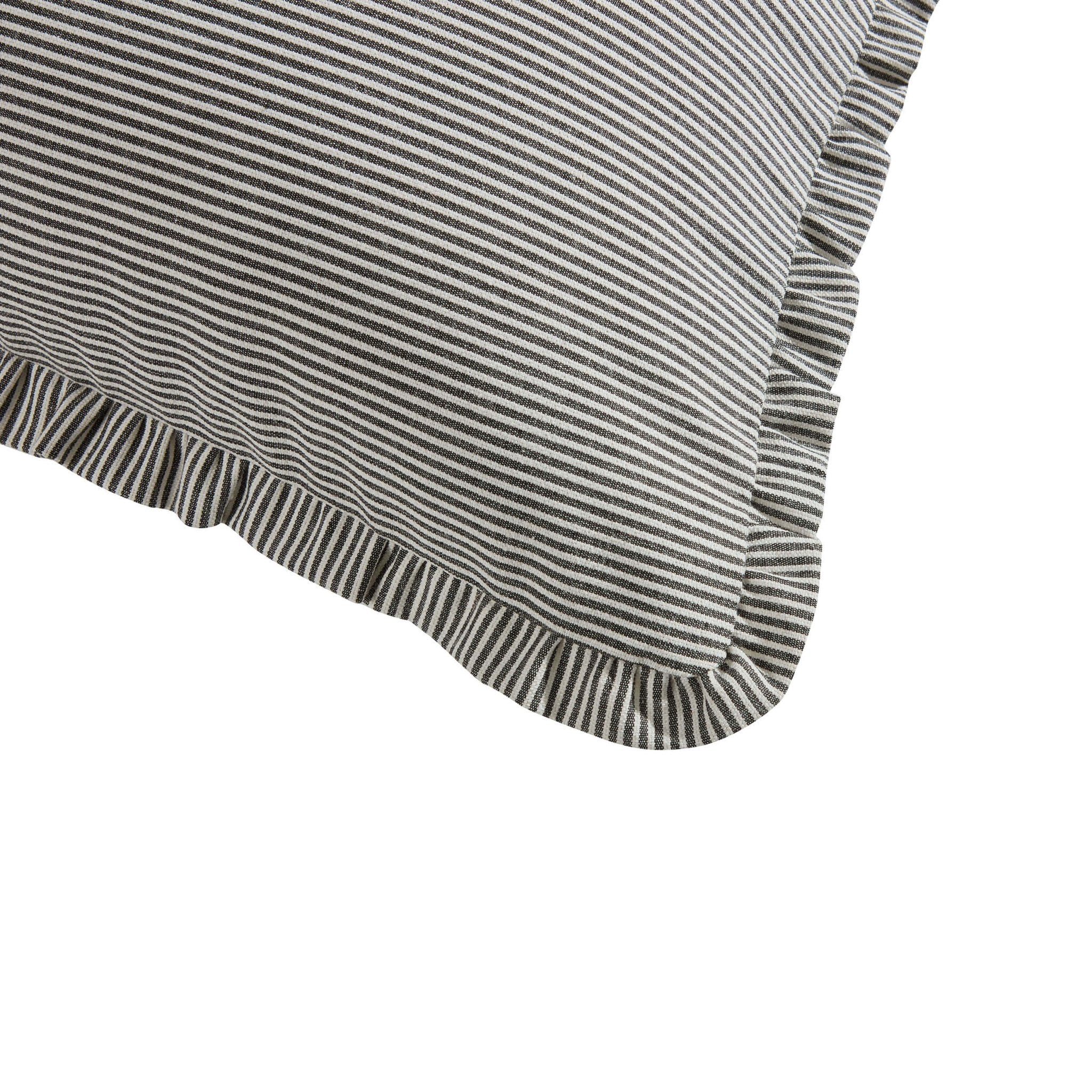 Dusklia - Pack of 2 Stripe Frill Edge Waterproof Outdoor Cushion Covers - Charcoal