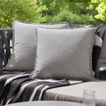 Dusklia - Pack of 2 Stripe Frill Edge Waterproof Outdoor Cushion Covers - Charcoal