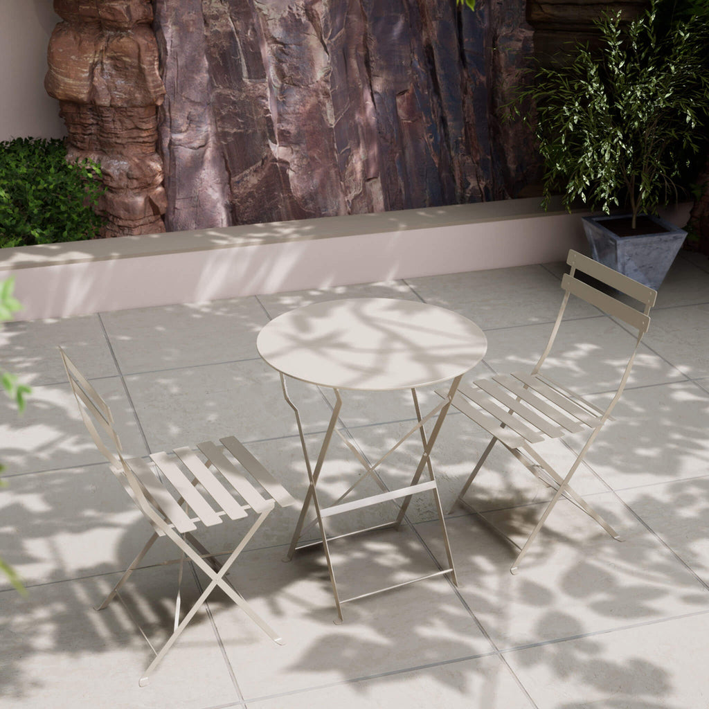 Dusklia - Padstow Outdoor 2 Seater Round Bistro Table and Chairs - Cashmere
