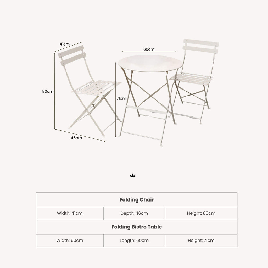 Dusklia - Padstow Outdoor 2 Seater Round Bistro Table and Chairs - Cashmere