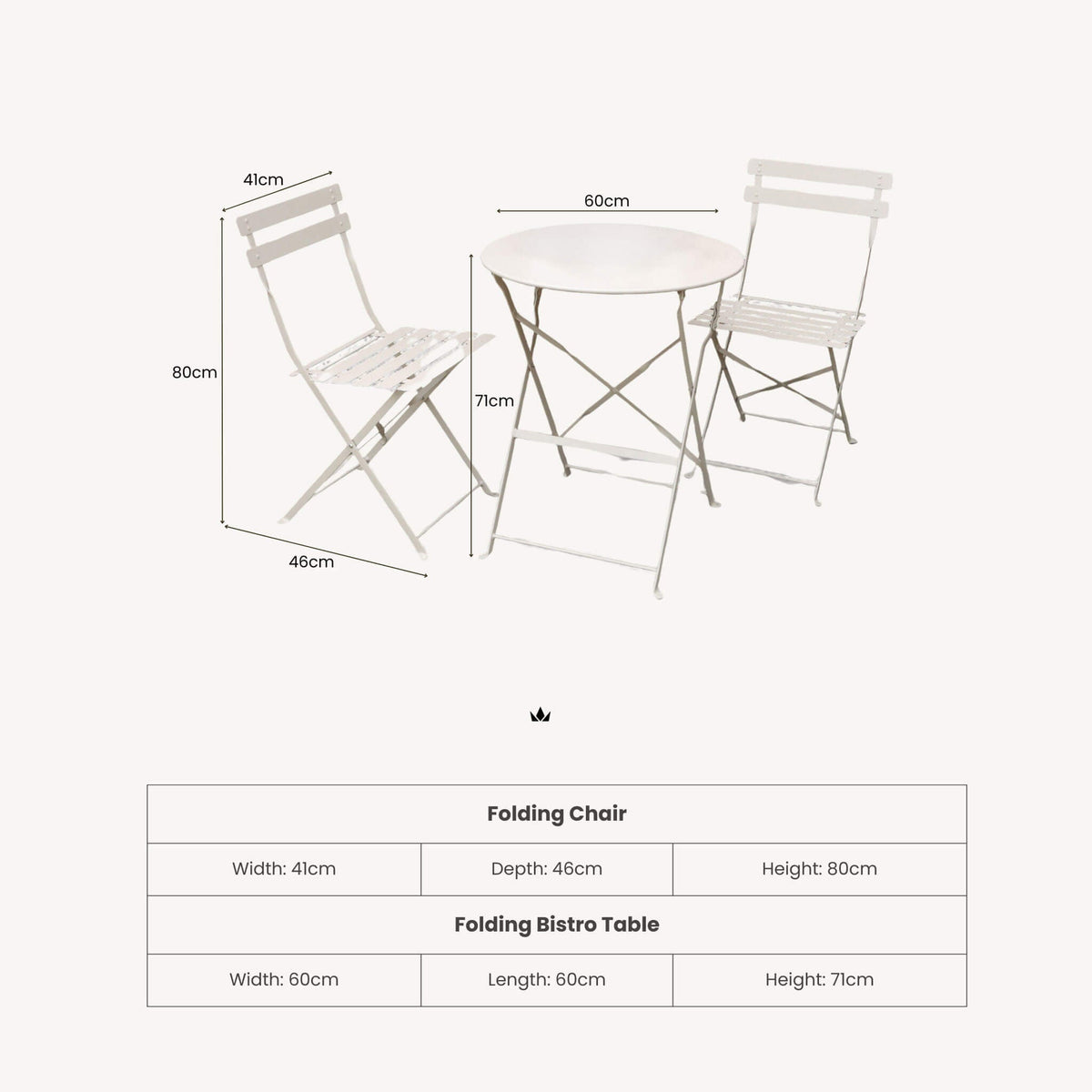 Dusklia - Padstow Outdoor 2 Seater Round Bistro Table and Chairs - Cashmere