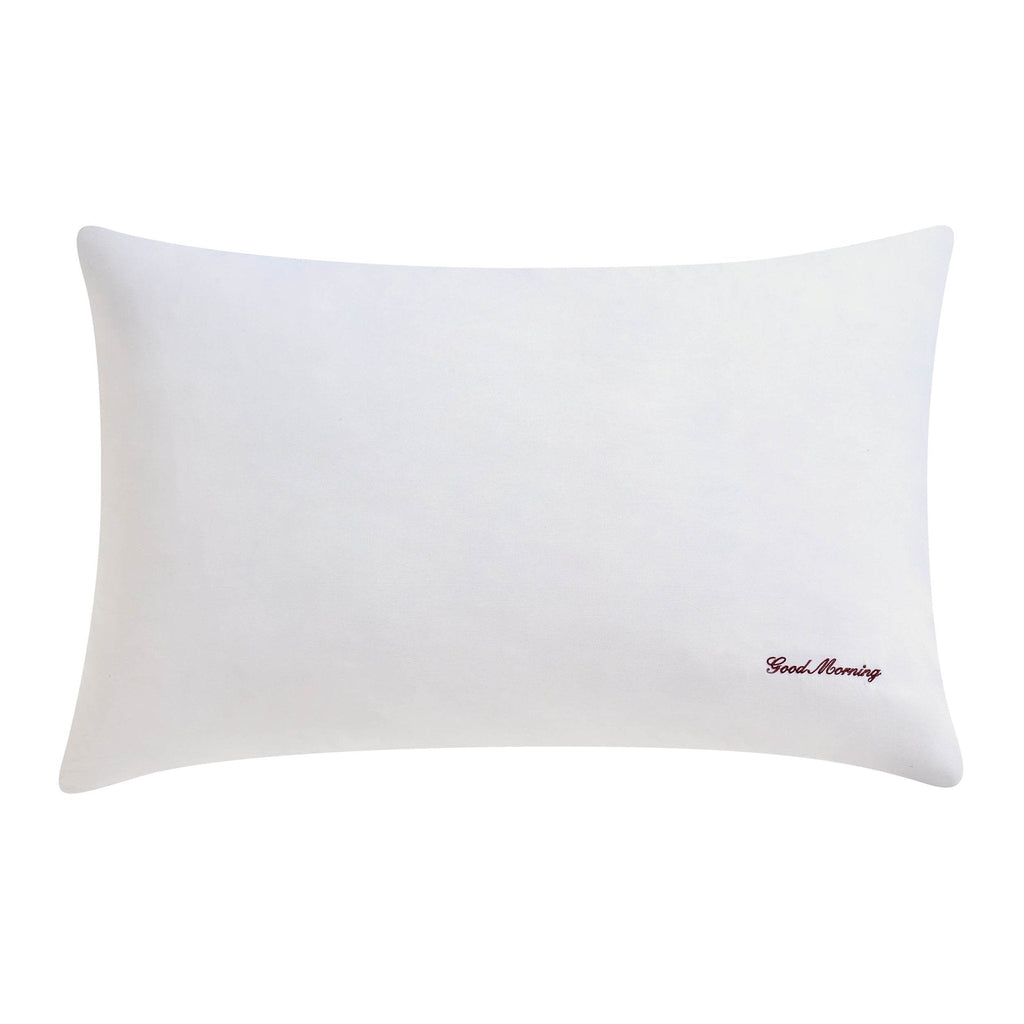 Lot de 2 taies d'oreiller brodées avec slogan, 200 fils au pouce carré - Blanc