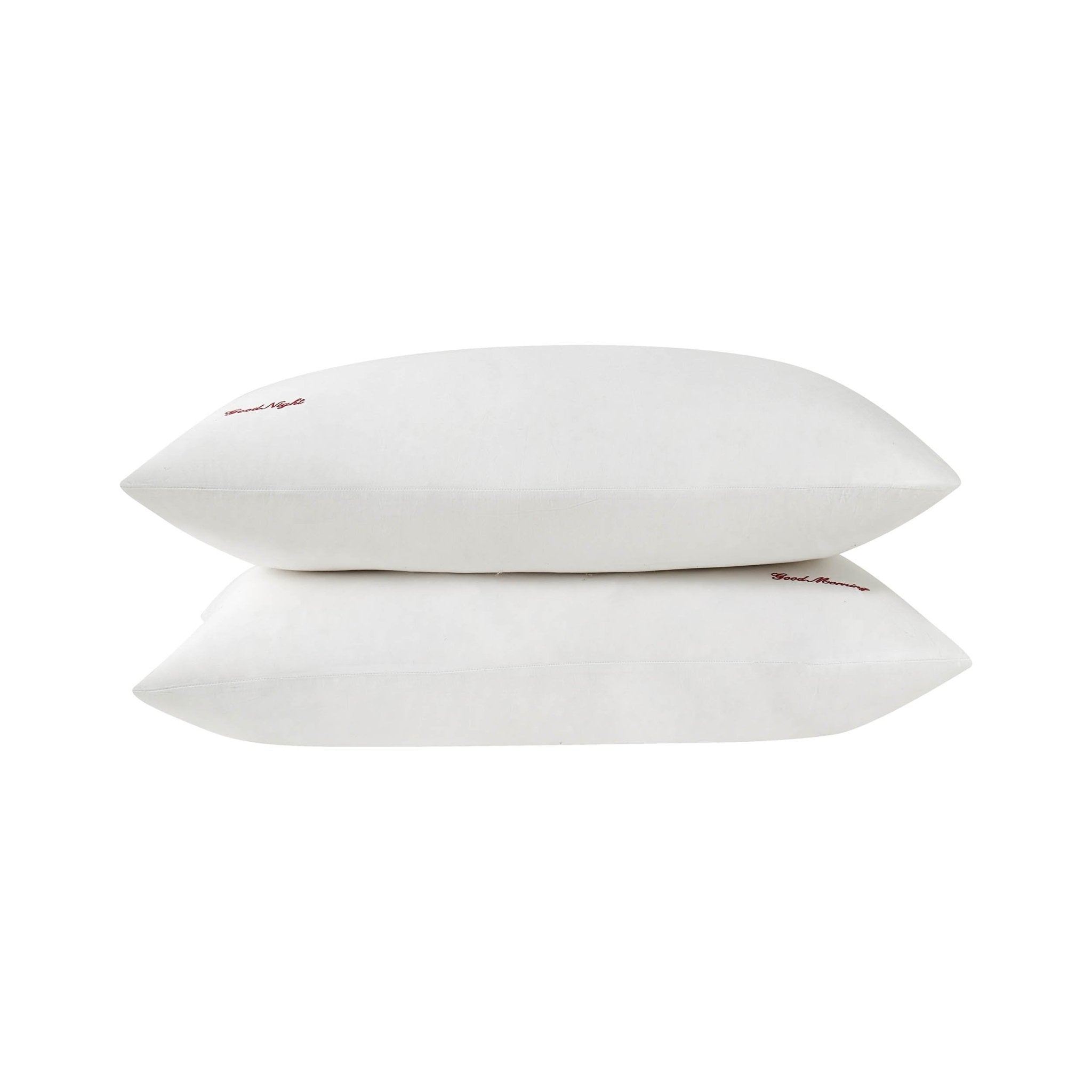 Lot de 2 taies d'oreiller brodées avec slogan, 200 fils au pouce carré - Blanc