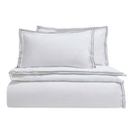Dusklia - Alessia 300 Thread Count Embroidered Edge Duvet Cover - White/Black