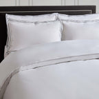 Dusklia - Pair of Alessia Embroided Edge 300 Thread Count Pillowcases - White/Black