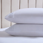 Dusklia - Pair of Alma 300 Thread Count Lace Insert Classic Pillowcases - Sateen - Off White