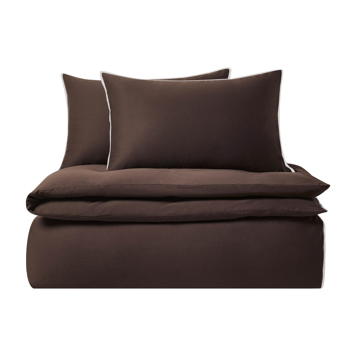 Dusklia - Pair of Super Soft Bamboo 300 Thread Count Cotton Plain Dye Classic Pillowcases - Chocolate