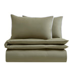 Dusklia - Super Soft Bamboo 300 Thread Count Cotton Plain Dye Duvet Cover - Olive