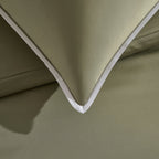 Dusklia - Pair of Super Soft Bamboo 300 Thread Count Cotton Plain Dye Classic Pillowcases - Olive