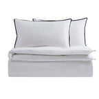 Dusklia - Super Soft Bamboo 300 Thread Count Cotton Plain Dye Duvet Cover - White/Black